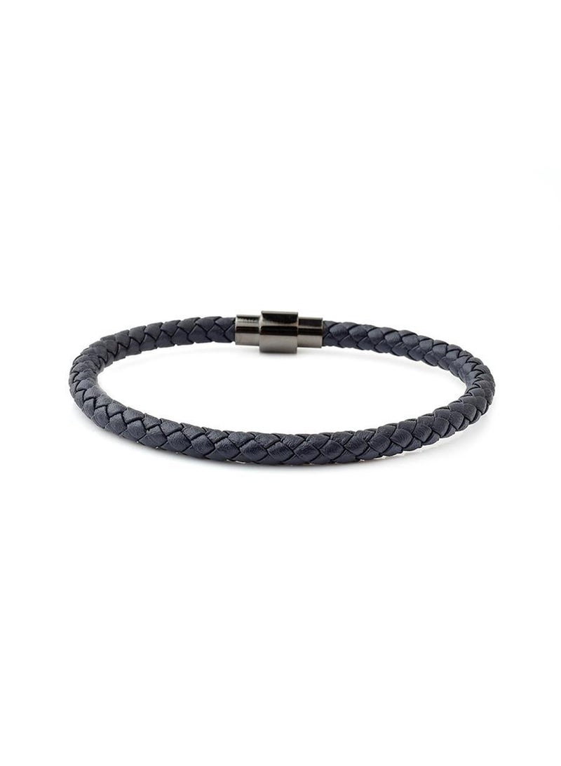 Riblor Vittorio Leather Bracelet Navy Blue And Gunmetal Clasp - Image 3